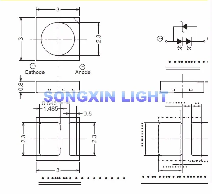 500 шт. EVERLIGHT SMD 3030 светодиодный холодный белый Высокая мощность 1-2 Вт 6 в чип-2 ЖК-подсветка ТВ Приложение