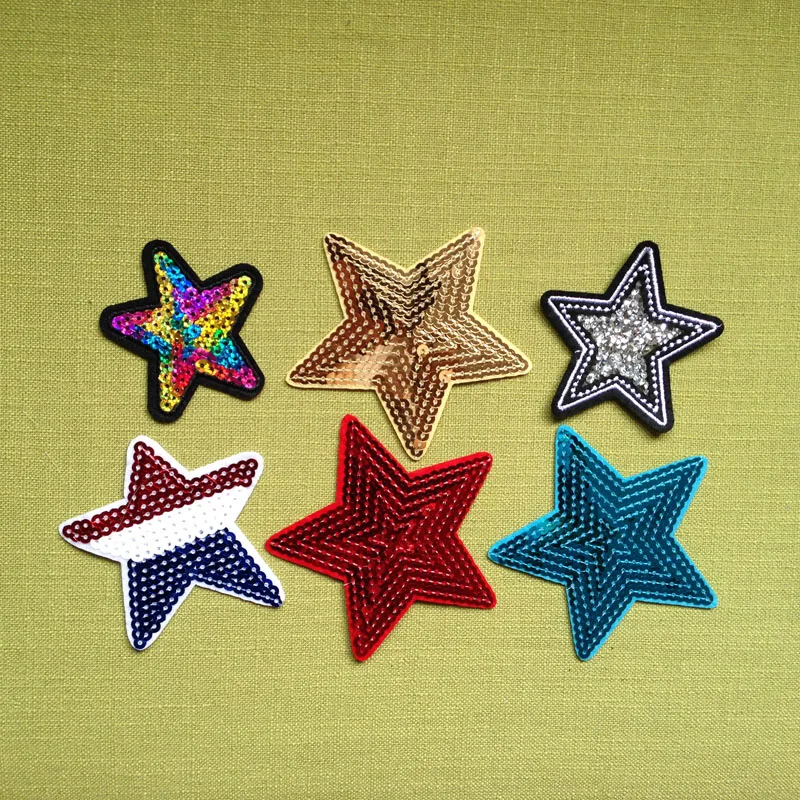6pcs Beaded Sequined Star Patches For Clothing Punk Patch parches