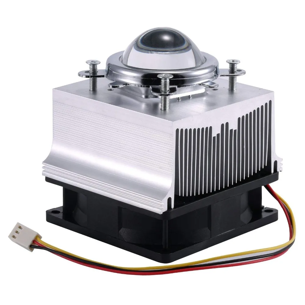 Aluminum Heatsink Cooling Fan Set + 44mm Optical Glass Lens + Reflector