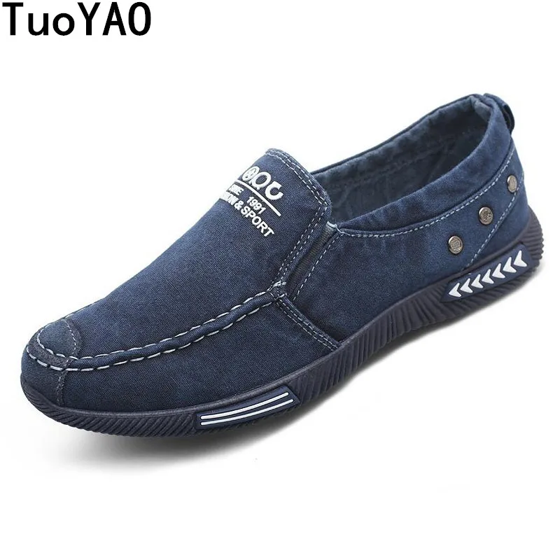 

High Quality Canvas Men Casual Shoes Breathable Fashion Footwear Male Loafers Shoes Blue Mens Shoes Sales Flats Walking Shoes
