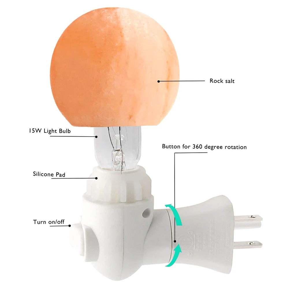 

Round Himalayan Salt Light Mini Decorative Wall Light Salt Lampshade for Bedrooms Home LAD-sale