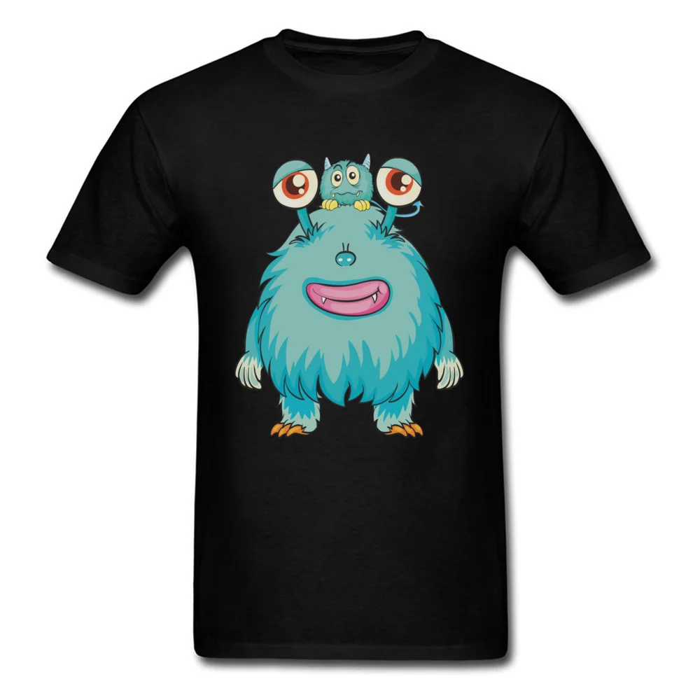 Cute Monster Tops & Tees Oversized Round Neck Custom Short Sleeve Pure Cotton Men T-shirts Street Clothing Shirt Cute Monster black