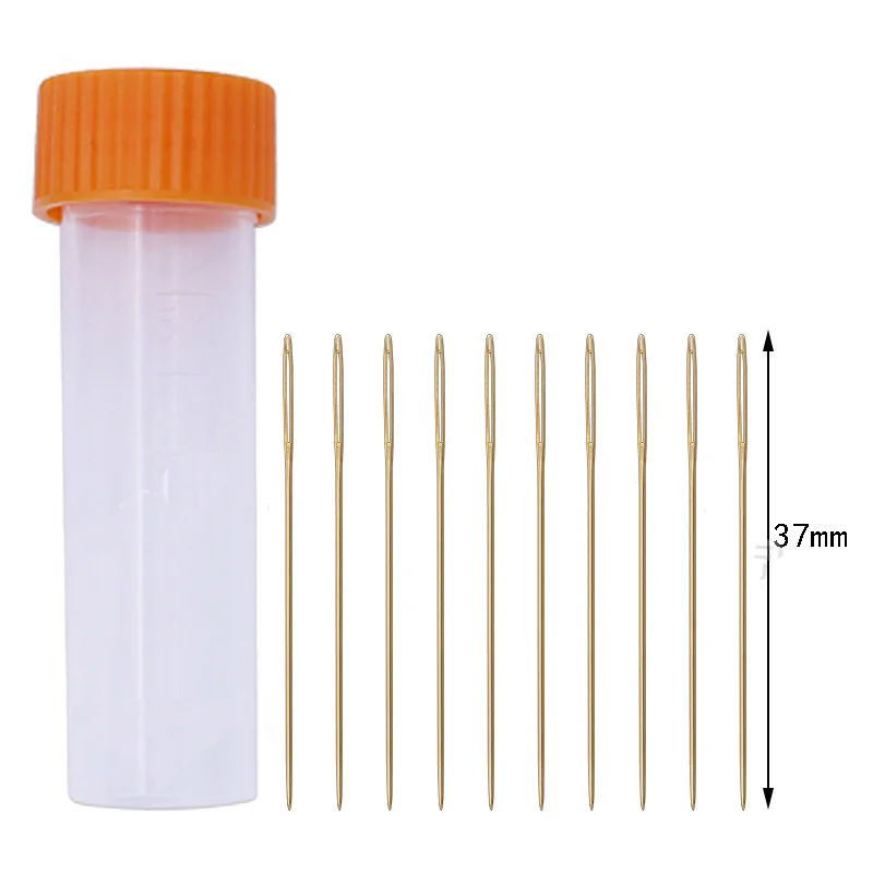 

10Pcs/set Golden Embroidery Fabric Cross Stitch Cloth Needles Size 24# 26#