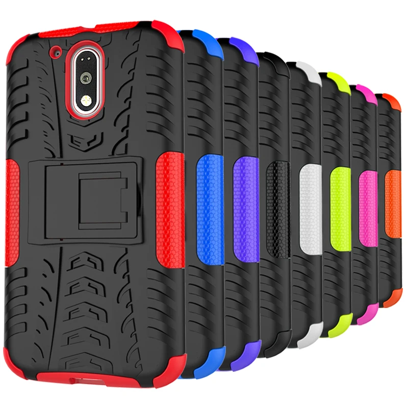 

For Motorola MOTO G4 G 4th Gen G4 Plus 2016 PC + Silicone Dual Layer Stand Rugged 3D Case For MOTO G 4 Hard Impact Cover Shell