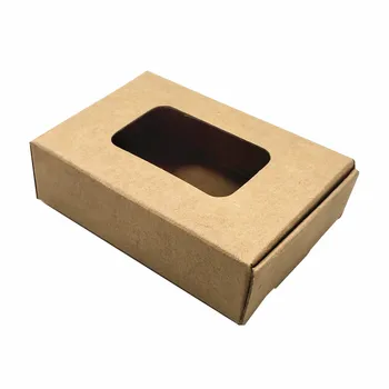 

2 Styles Brown Kraft Paper Packaging Box with Hollow Party Crafts Gifts Papercard Box Carton Foldable Chocolate Retail Pack Box