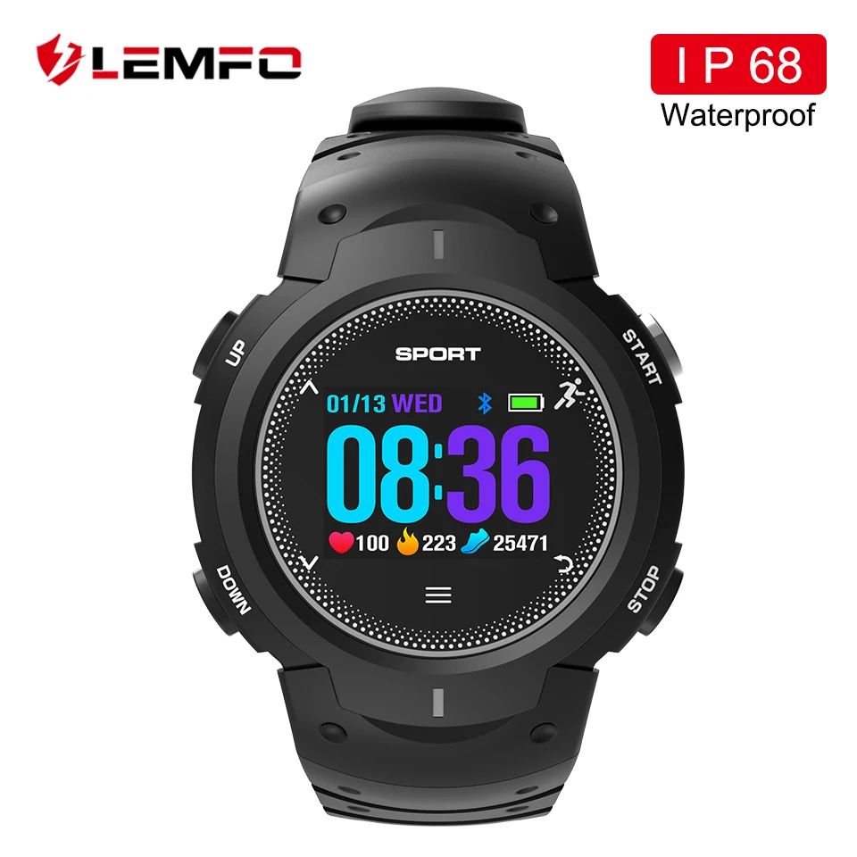 

LEMFO Smart Watch Waterproof IP68 Pedometer Heart Rate Monitoring Multi Sport Mode BT4.0 Smartwatch F13 Watches Men
