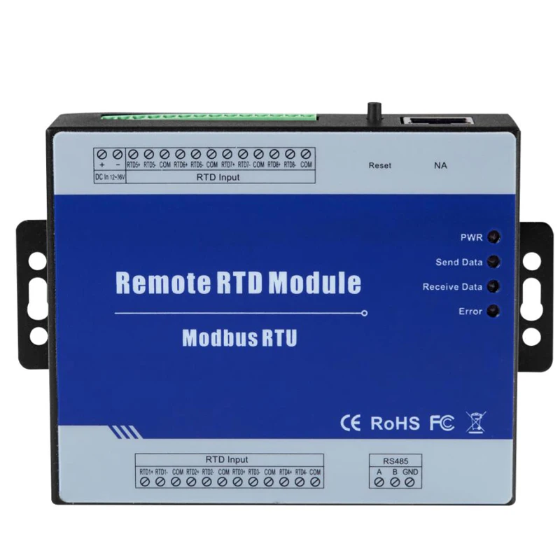 

Modbus RTD Remote I/O Module Data Acquisition 8 RTD inputs 12~36VDC with Anti-reverse Protection inbuilt watchdog Modbus RTU