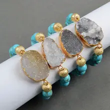 BOROSA 5 шт./лот 10 мм Модный Стиль Новое поступление Натуральный Druzy браслет из натурального камня Ювелирные изделия G297