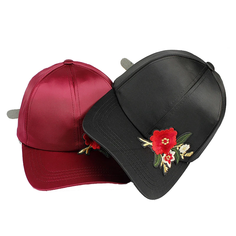 Fashion Rose Embroidery Women Baseball Cap Silk Flower Fashion Women 