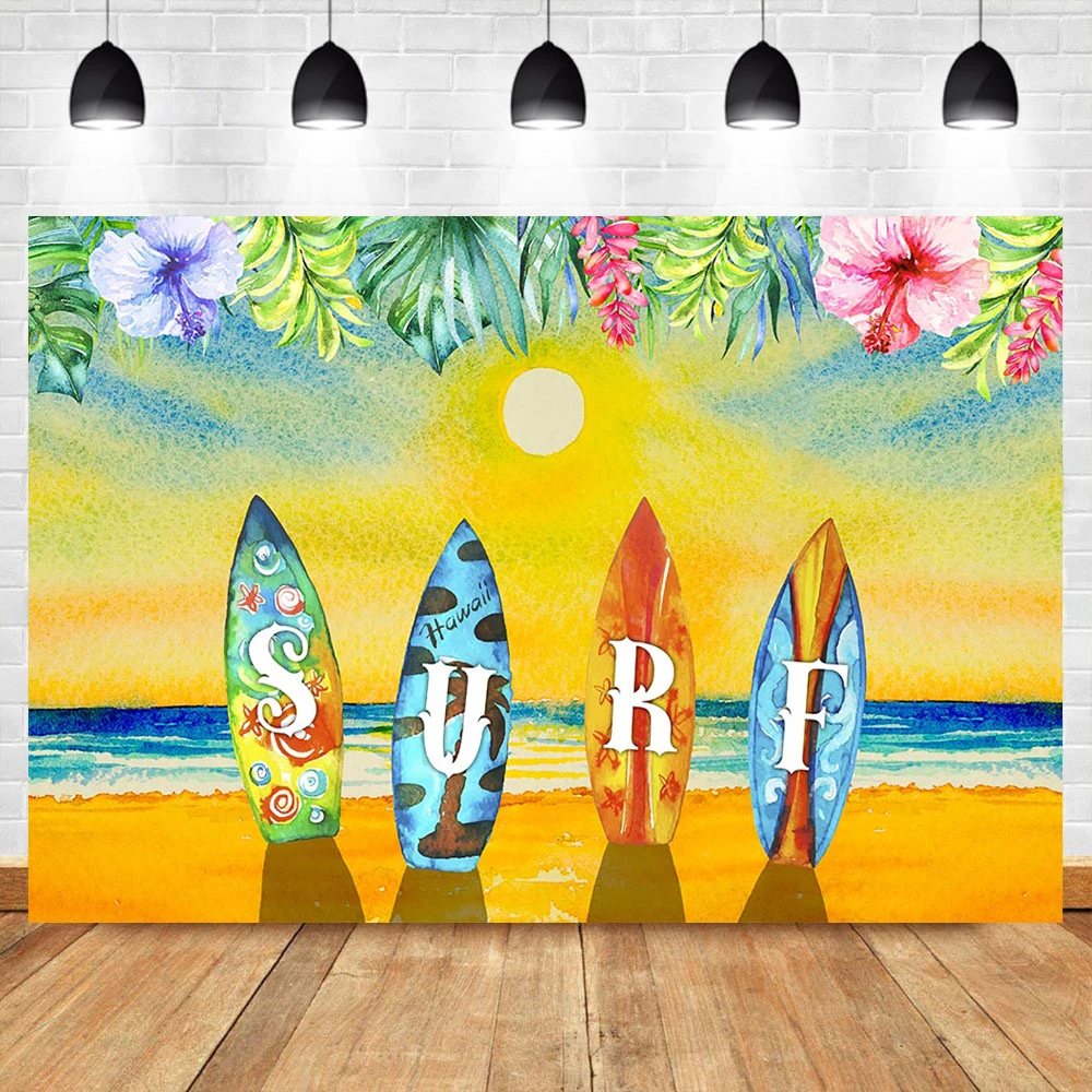 Neoback Surf Skateboard Beach Birthday Photography Backdrops Oil Painting Sunset Seaside Photo Props Studio Booth Background Background Aliexpress