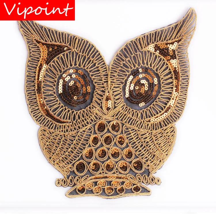 

VIPOINT embroidery Sequins big owl patches buttlefly patches badges applique patches for clothing ZK-68
