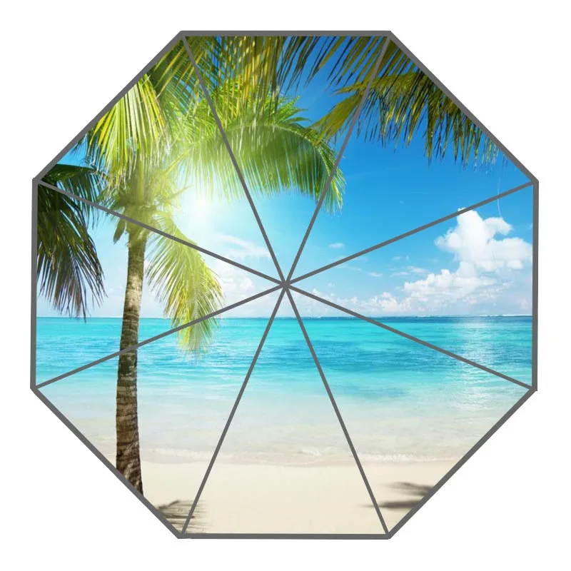 Пользовательские пальмовые пляжные зонты Новое поступление полезный складной солнечный и дождливый солнцезащитный зонтик