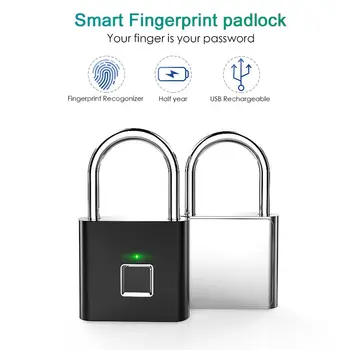 

Mini Small USB Rechargeable Electronic Biometric Fingerprint Lock Door Security Padlock Luggage Lock Waterproof For Locker