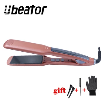 

Hair Flat Iron Wide Plate Ceramic Hair Straightener Floating Styling Tools orange Titanium Professional Temperature Control