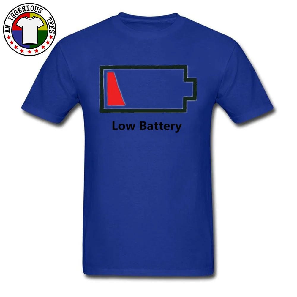 Short Sleeve Tops T Shirt Round Collar 100% Cotton Fabric Youth T-Shirt BATTERY LOW Red Summer Tshirts 2018 Newest BATTERY LOW Red blue