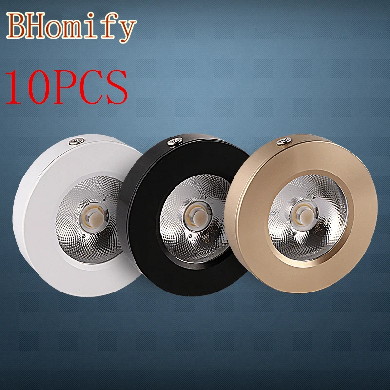 Body Color : White and Black, Emitting Color : Cold White Downlight 10pcs Dimmable LED COB Downlight 5W 7W 9W 12W 15W 20W 30W 40W Recessed Ceiling Lamp AC110V 220V Downlight Spot Light Home Decor 