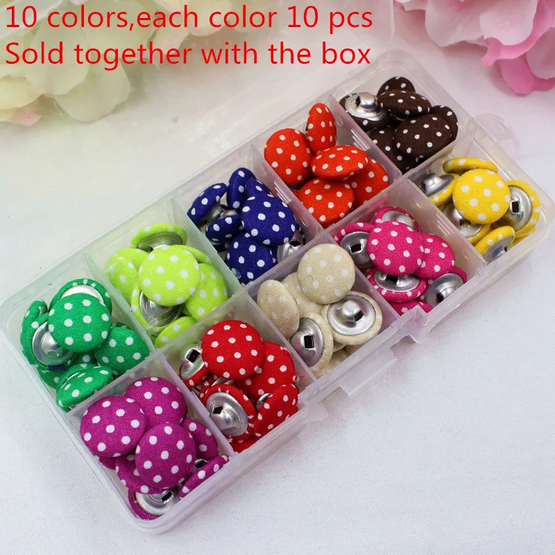 

YJHSMY 10 Style 100 pcs/Lot 15mm Dot Fabric Covered Cloth Buttons, garment accessories,Diy BK076