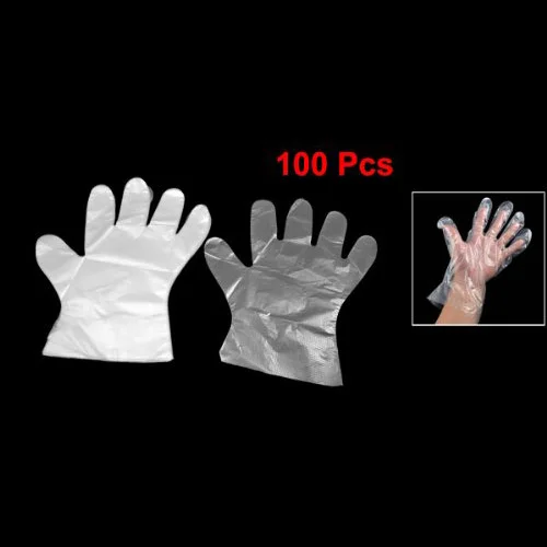 

100 Pcs Food Service Hand Protective Plastic Disposable Gloves Clear