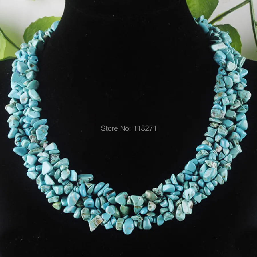 

WOJIAER Free Shipping Howlite Gem Stone Chip Gem Beads Weave Necklace 17 1/2 Inches PH3068