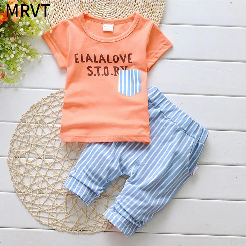 

MRVT 2018 lovely new Boys clothing set kids sports suit children tracksuit girls T shirt pants baby sweat shirt clothes