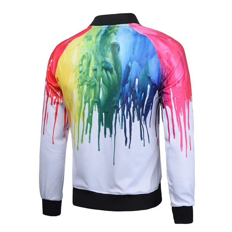 Men's Jackets Harajuku Casual Fashion Jackets Hip Hop Men's Personality Rainbow Print Jacket 2019 New Men's Clothing Jacket Tops