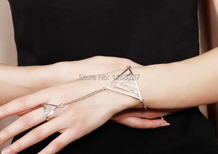 2016 Новый Модный золотой треугольник с кольцом|gold wristband|gold drapetriangle kits |