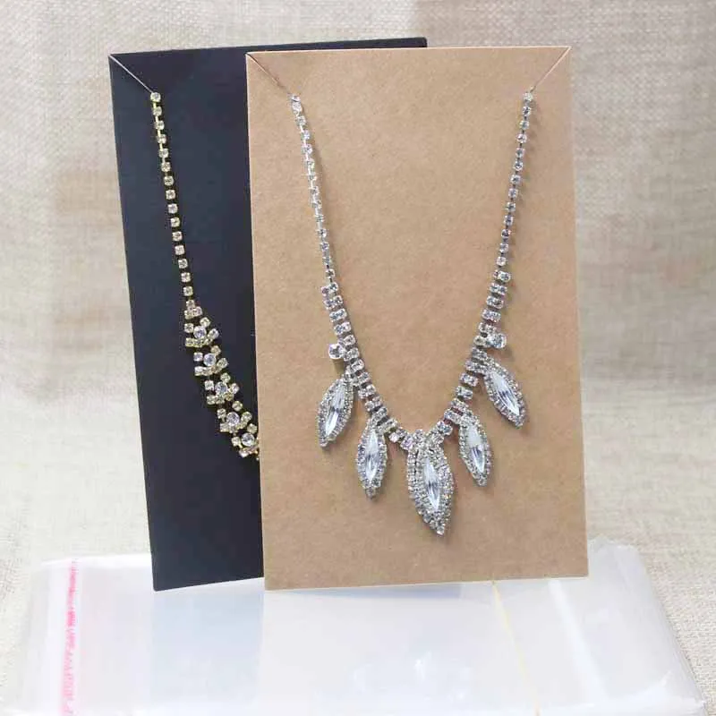 

Zerong DIY large costume necklace display card big jewelry package & show card black /kraft color 100pcs +100OPPBAG