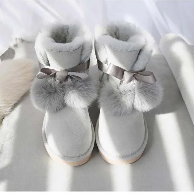 Новое поступление; классические женские ботинки в австралийском стиле; женские зимние ботинки из натуральной овечьей кожи с натуральным мехом; женская обувь - Цвет: Grey