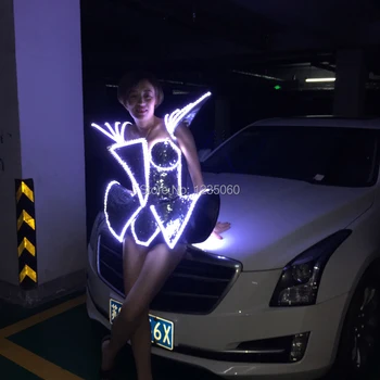 

Newest Stage Show LED Light Up Bar Ballroom Dance Costume DS Birthday Party Performance Dress Car Exhibition Model Clothing Show