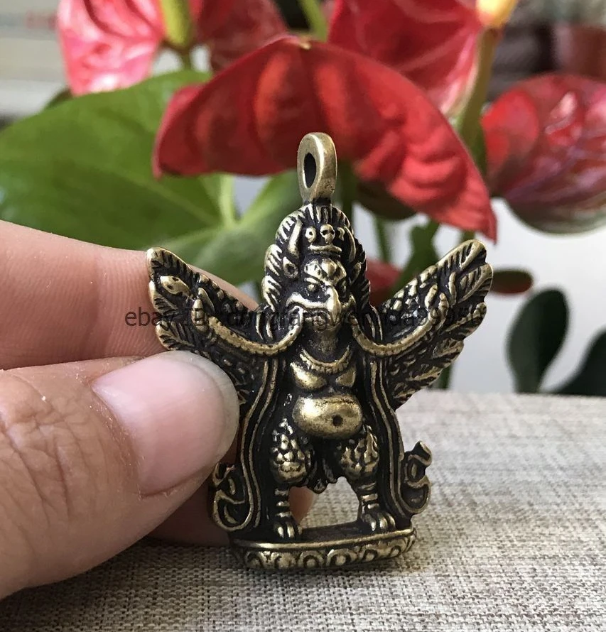 Китайский буддийский из бронзы латунь Garuda Dhwaja птица амулет Статуэтка