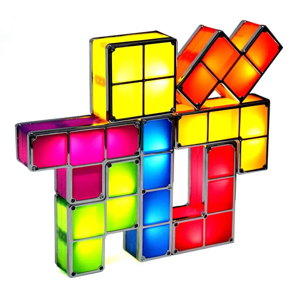 [DBF] Tetris Штабелируемый ночной Светильник 3D пазл светильник 7 цветов Волшебные блоки индукция Блокировка светодиодный Новинка Настольная лампа подарок для ребенка