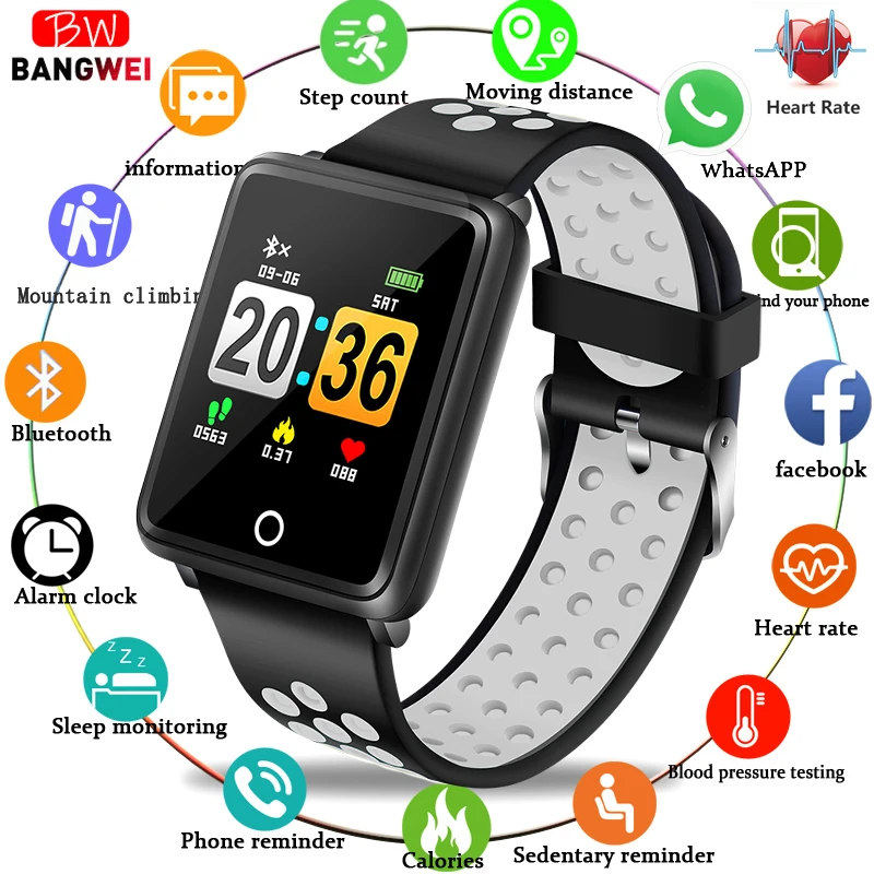 

BANGWEI 2019 New Smart Watch Men Sport Watch Bluetooth Pedometer Fitness tracker Calories Women smart watch Fou ios Android+Box