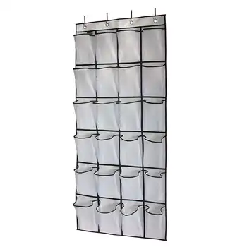 

Over The Door Shoe Organizer 24 Large Mesh Pockets White