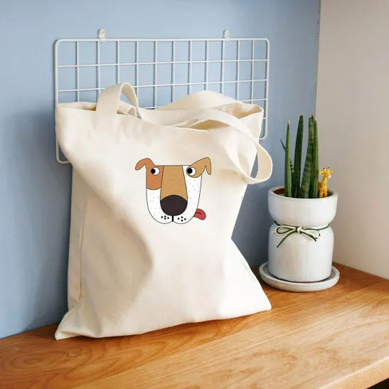 Холщовая Сумка-тоут для женщин, тканевая белая сумка через плечо с мультипликационным принтом, новая милая сумка для покупок с кошкой и собакой, женская сумка для вечеринок
