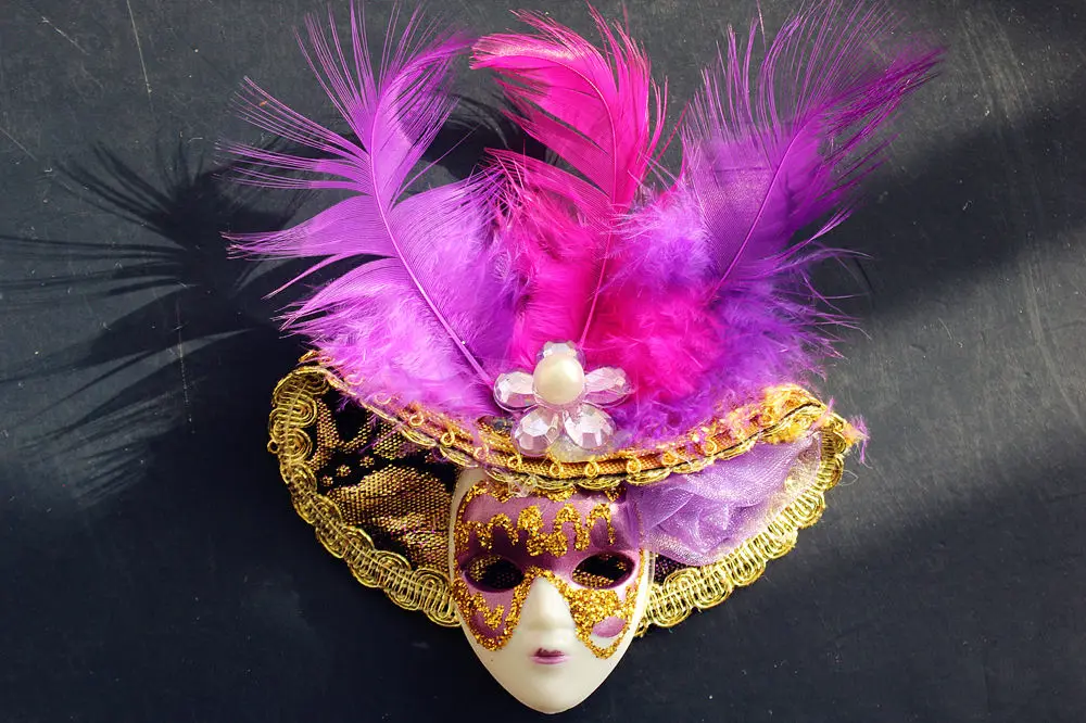 

Italy Annual Festival Carnival of Venice Souvenir 3D Mask Fridge Magnet Purple