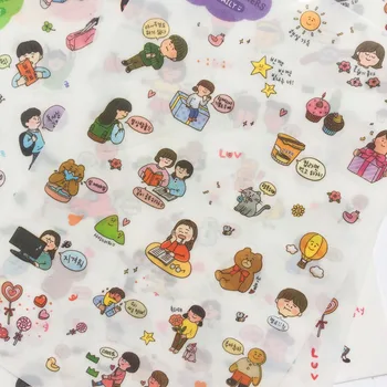 

6 Sheets /Pack Happy Bear Adhesive Stickers Decorative Album Diary Stick Label Paper Hand Account Decor Stationery Stickers