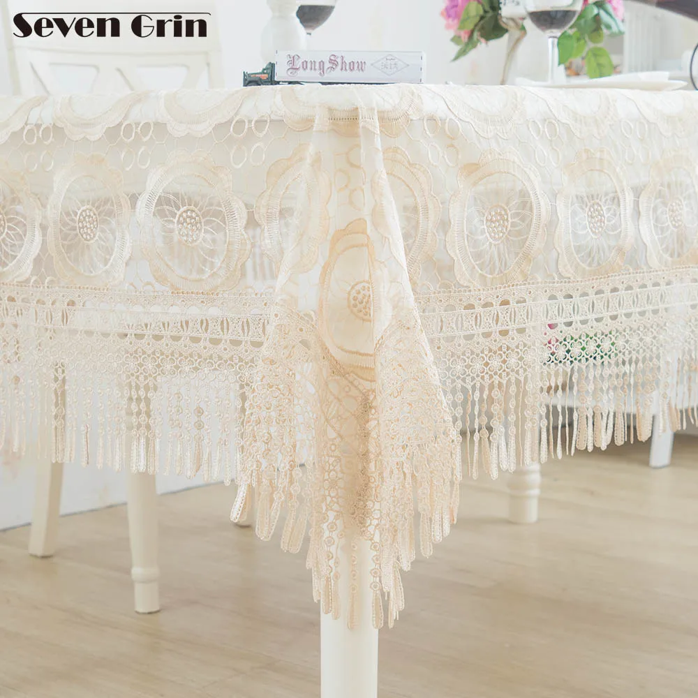 

Free Shipping Gold Colours Wedding Tablecloth Modern Style Organza Floral Patterns Embroidered Table Cover For Party Events