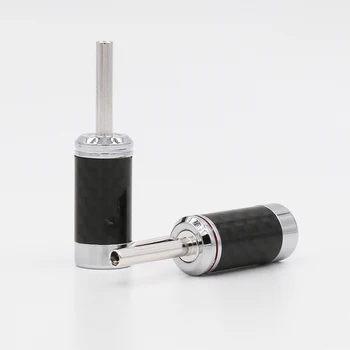 

4 Pcs VB440R Rhodium Plated Carbon Fiber Speaker Cable Banana Terminal Connector