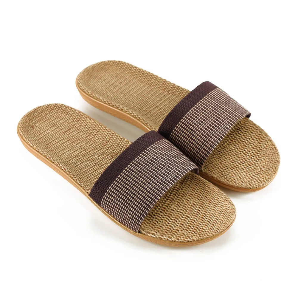 

2019 Summer Men Flax Flip Flop Canvas Linen Non-Slip Designer Flat Sandals Home Slippers Man Fashion Slides Casual Straw Shoe