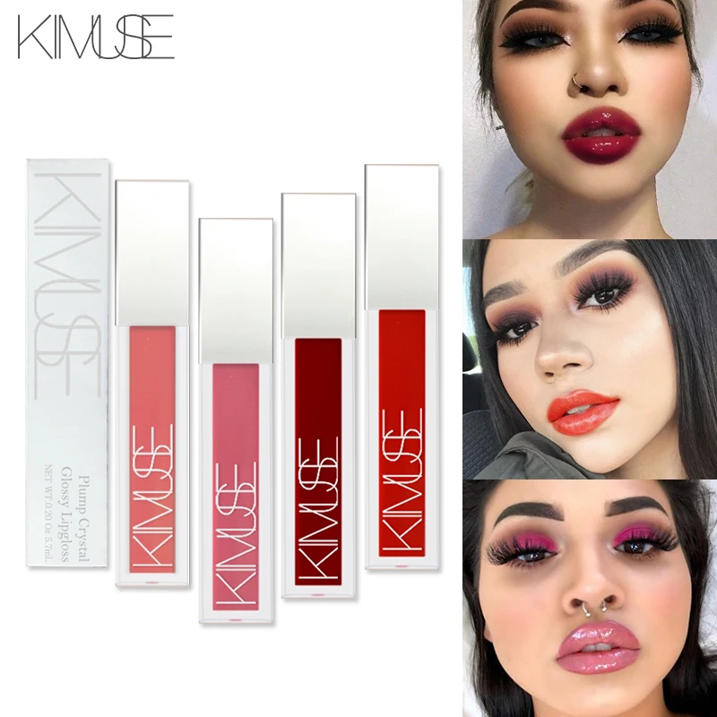 

KIMUSE Plump Crystal Glossy Lipgloss Matte Lipstick Waterproof Moisturizer Smooth Lip Stick Long-lasting Lip Gloss Cosmetic