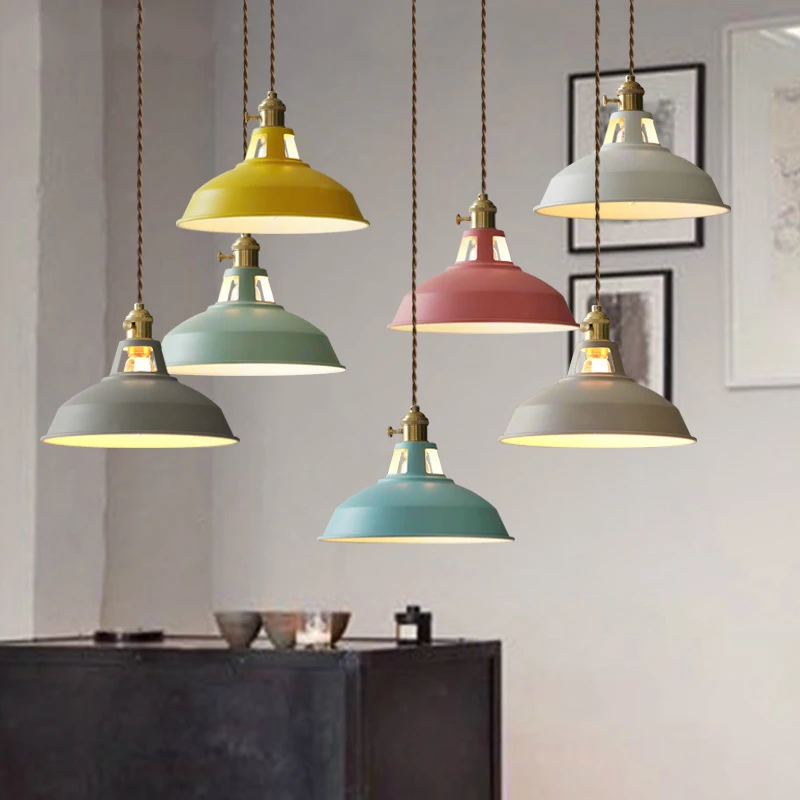 

creative light Macarons colors pendant light Nordic minimalist modern restaurant cafe bar lamp iron