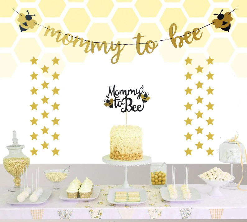 1Set Cute Honeybee Series Balloons Mommy To Bee Paper Banner Bee Cake Topper Baby Shower Kids Gift Birthday Party Decoration