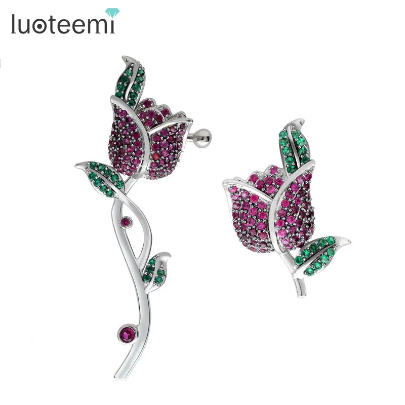 LUOTEEMI Unikátní design prohlášení Živé květinové náušnice pro ženy Brincos Bijoux Grande Pendientes Mujer módní šperky