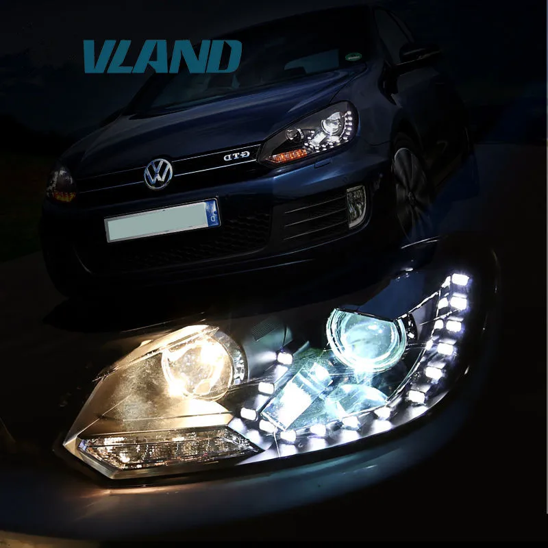 Car Styling LED Head Lamp for VW Golf 6 Headlights 2008-2014 GIT R20 Angel Eyes DRL Lens Modify Custom Factory Supported