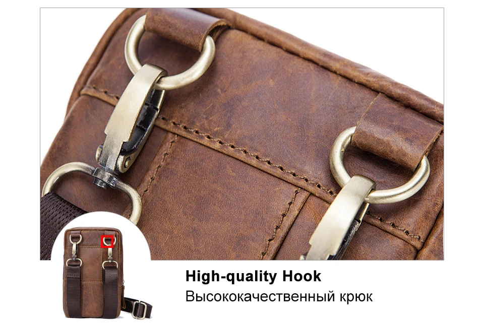 12 leather waist pack male genuine leather