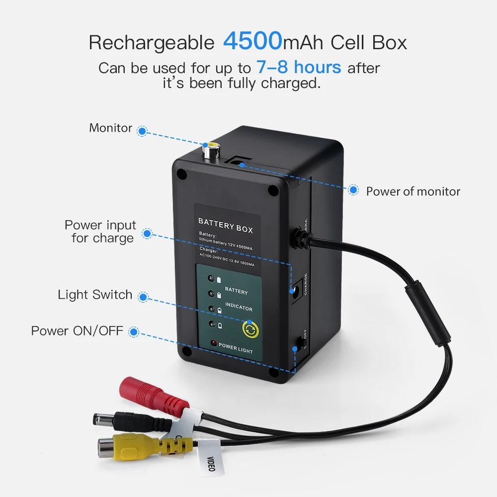 

Eyoyo Rechargeable 4500mAh Cell Box for EYOYO Fish Finder with Double Leds 24pcs Infrared and White LED Fish Finder