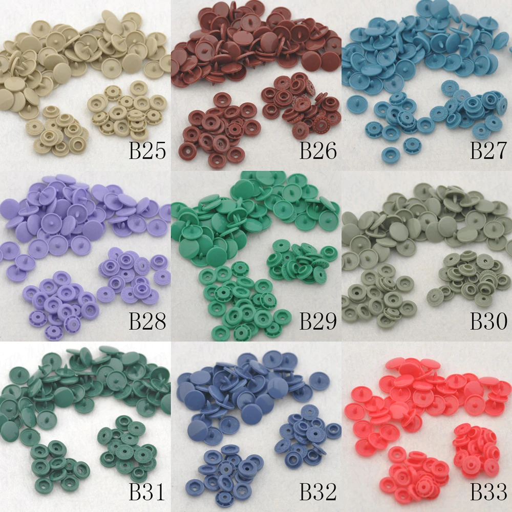 50Sets  KAM T5 baby Resin snap buttons plastic snaps clothing accessories Press Stud Fasteners Poppers 18 colors 1.2cm 3