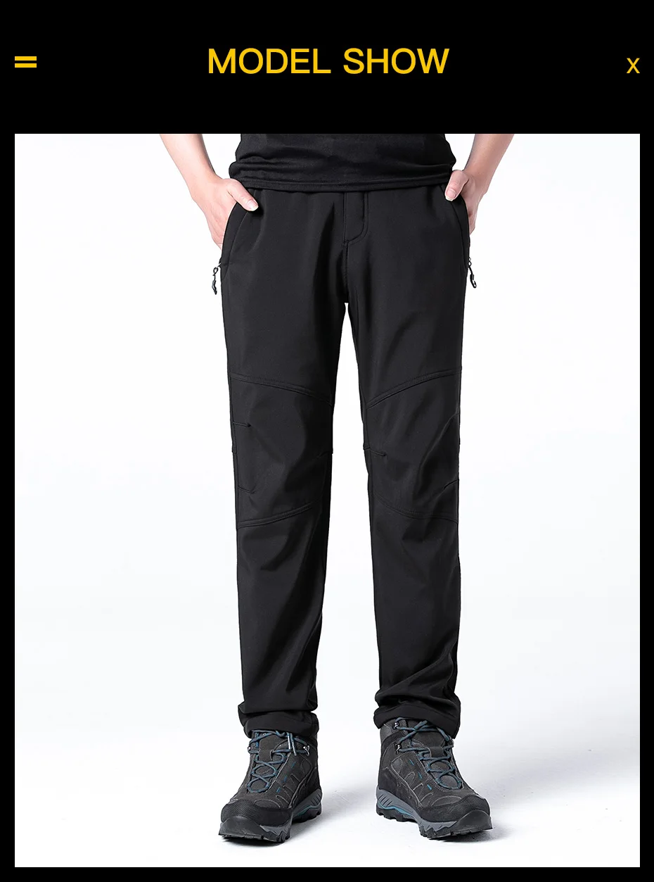 Clorts Man Trekking Pants Outdoor Waterproof Hiking Pants Men Fleece Winter Softshell Pants Warm Fishing Pants (13)