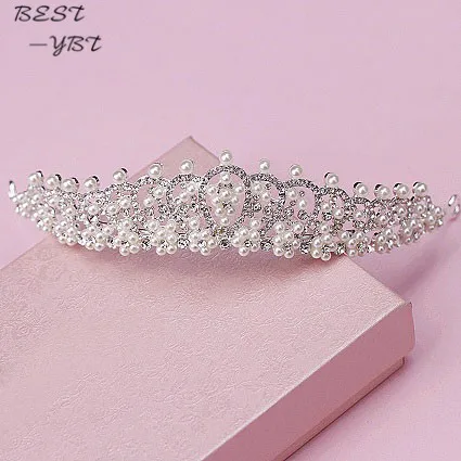 

shiny elegant full crystal beads pearl decorated bridal tiaras hair accessories wedding crown bride hair accessories
