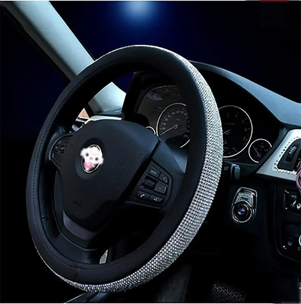 Bling Full Блестящий Стразы чехол рулевого колеса автомобиля Кожа Авто Стайлинг